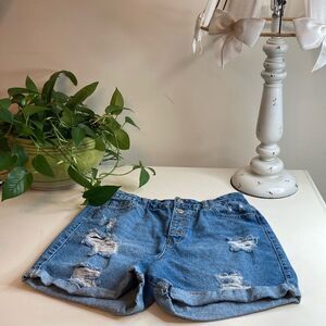 Cute Distressed Button Fly Denim shorts
